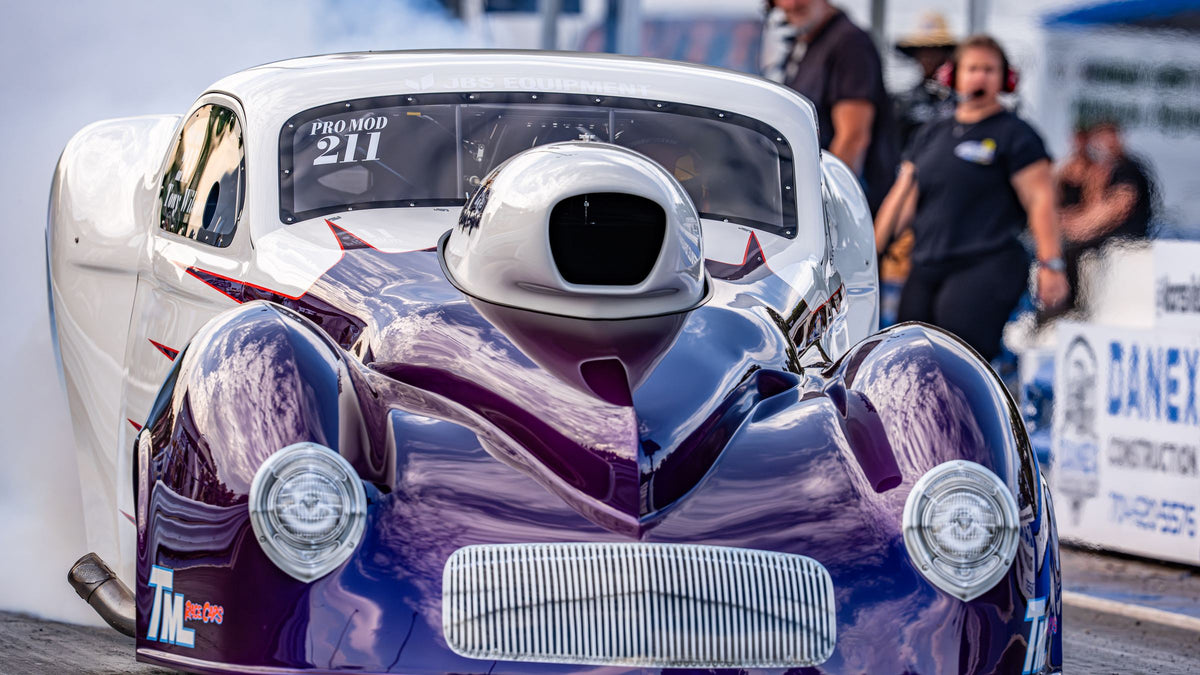 Barney, Tony Wilson's Pro Mod 1941 Willys, rolling out of a burnout